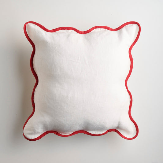 The Kemp Cushion - Washed Linen & Cherry Red